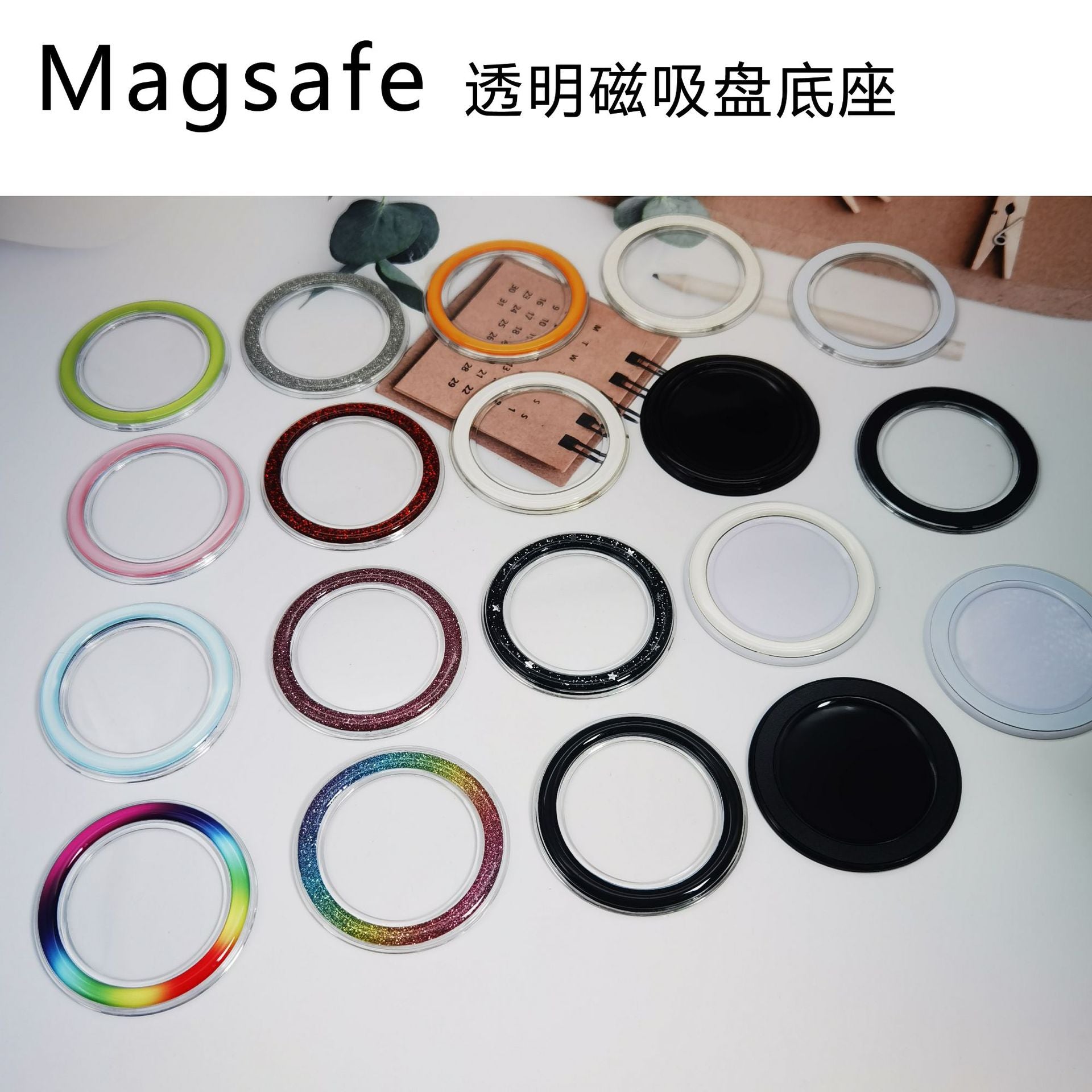 Soporte Magnético Transparente para Teléfono MagSafe con Cargador Inalámbrico