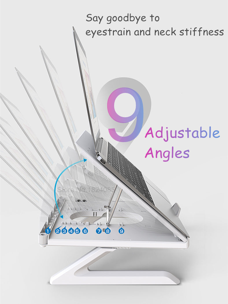 Soporte para Portátil de Aluminio con Altura Ajustable y Diseño Plegable